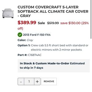 Gray Car Cover for Ford F-150
